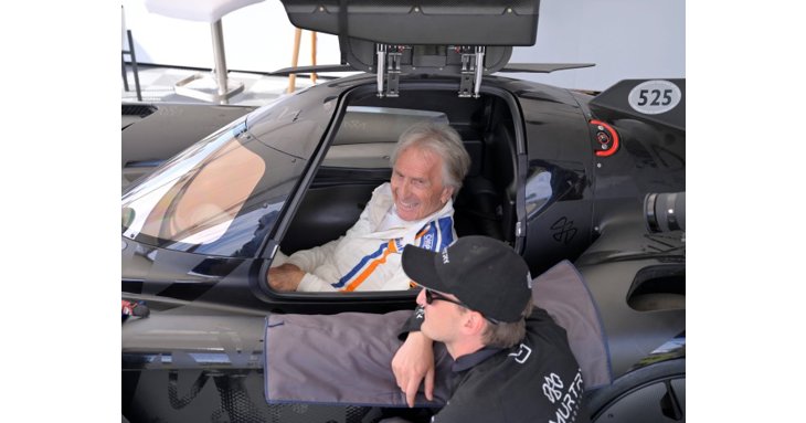 Five-time Le Mans winner Derek Bell MBE, one of the development drivers for McMurtry Automotive in the Spirling at the Goodwood Festival of Speed.